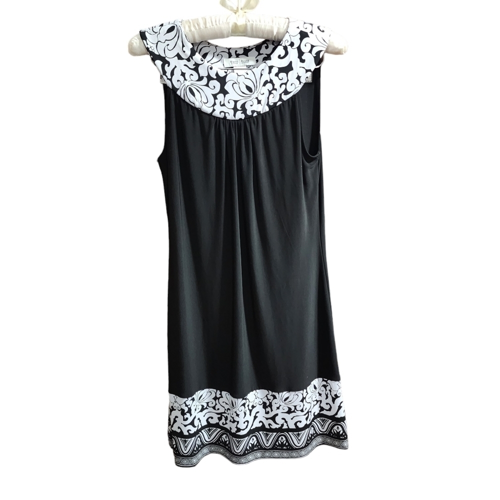 Women's White House Black Market A-Line Black & White Sleeveless Dress Sise XS